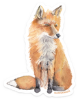 Watercolor red fox sticker sitting