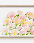 Peony Watercolor Painting Art Print | Peony Garden Picture 1