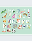 Watercolor Animal Alphabet Print in Mint
