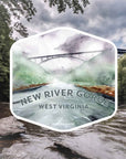 New River Gorge Bridge Sticker on background of New River Photograph