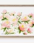 Pink Peonies Watercolor Painting Art Print | Peony Garden Picture 2