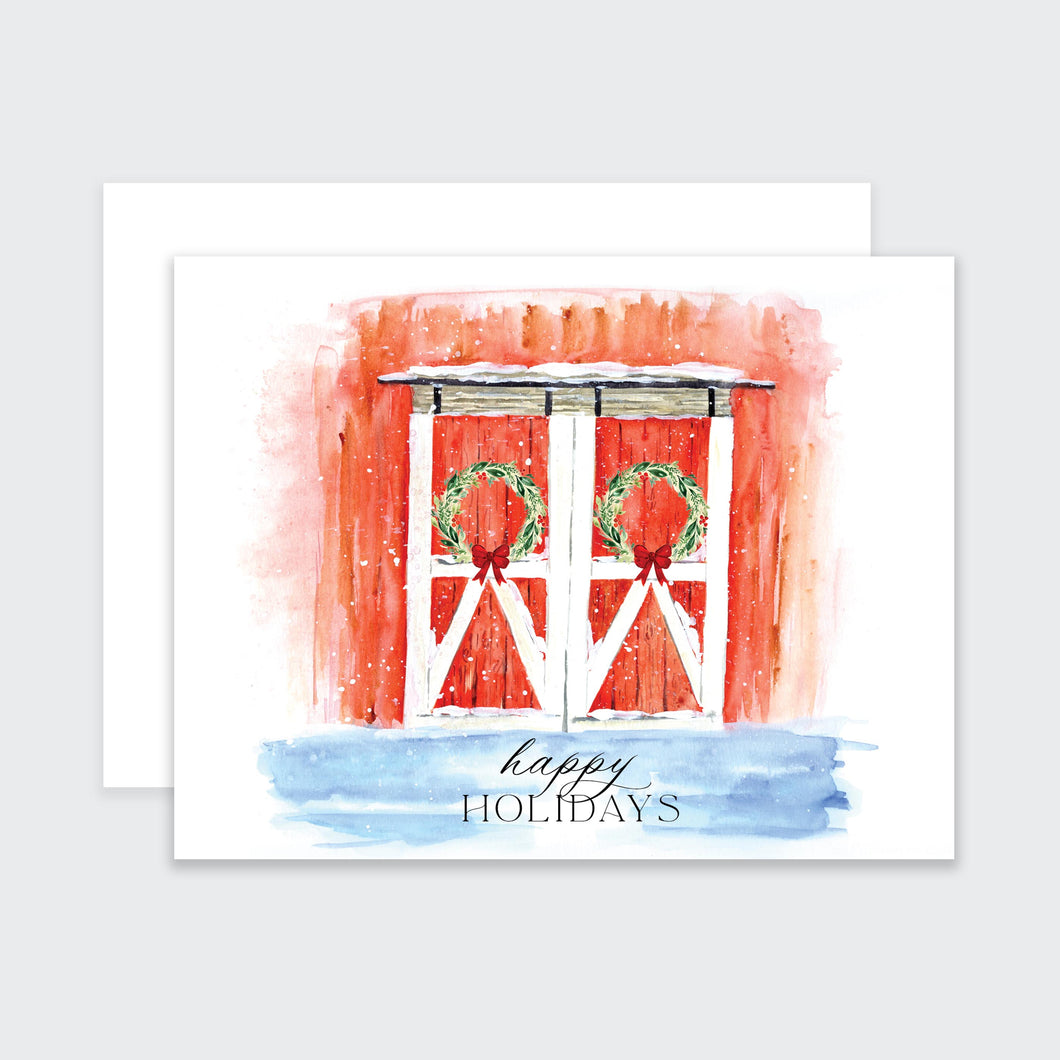 Happy Holidays Barn Door Card