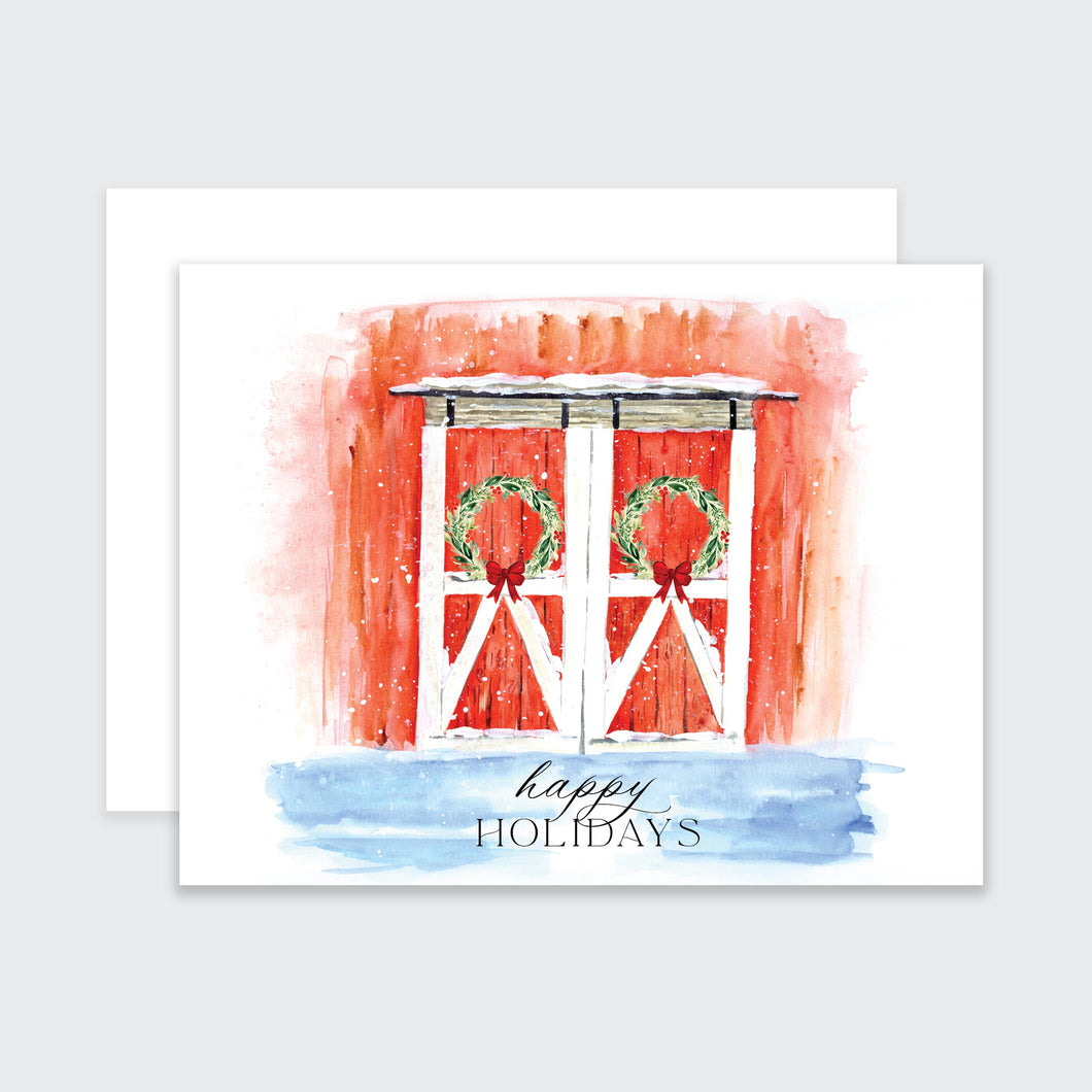 Happy Holidays Barn Door Card