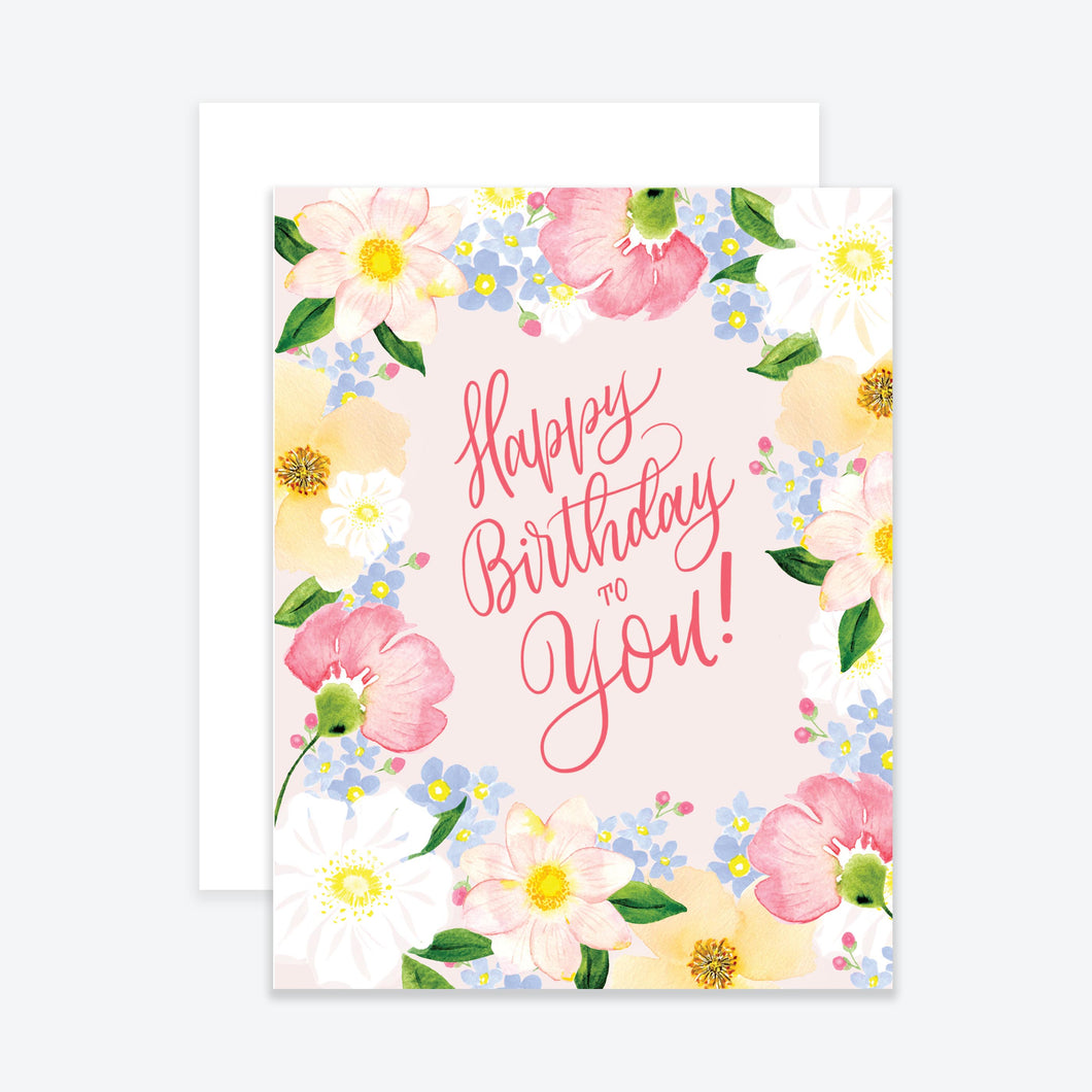 Flower Garden Happy Birthday Card
