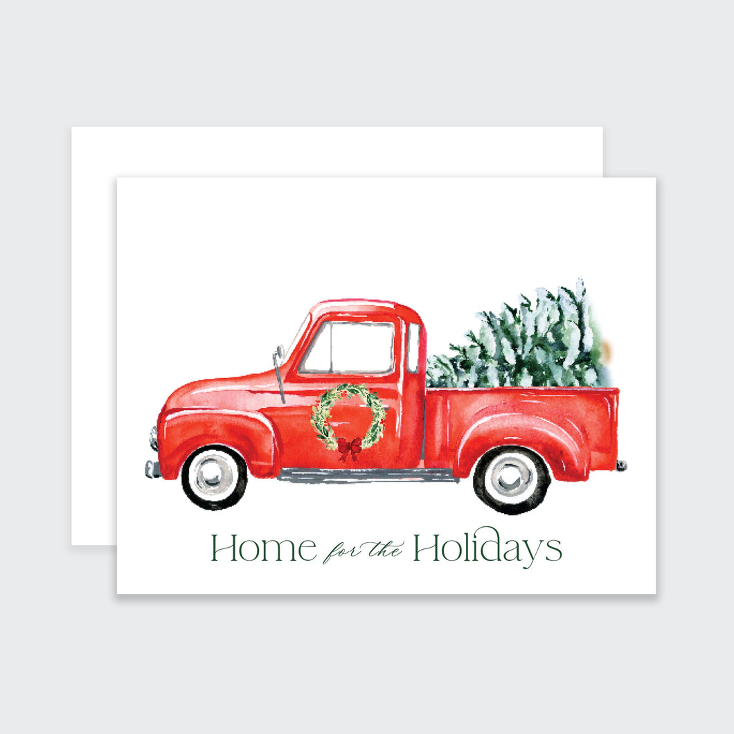 Home for the Holidays Red Truck Card
