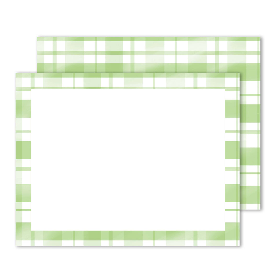 Green Plaid Notecard Set