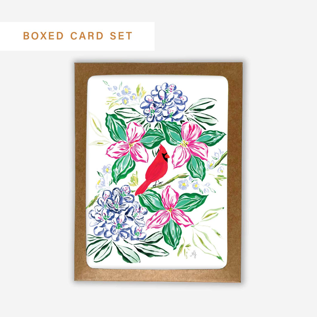 Cardinal + Rhododendron Boxed Set of 8 | Greeting Cards