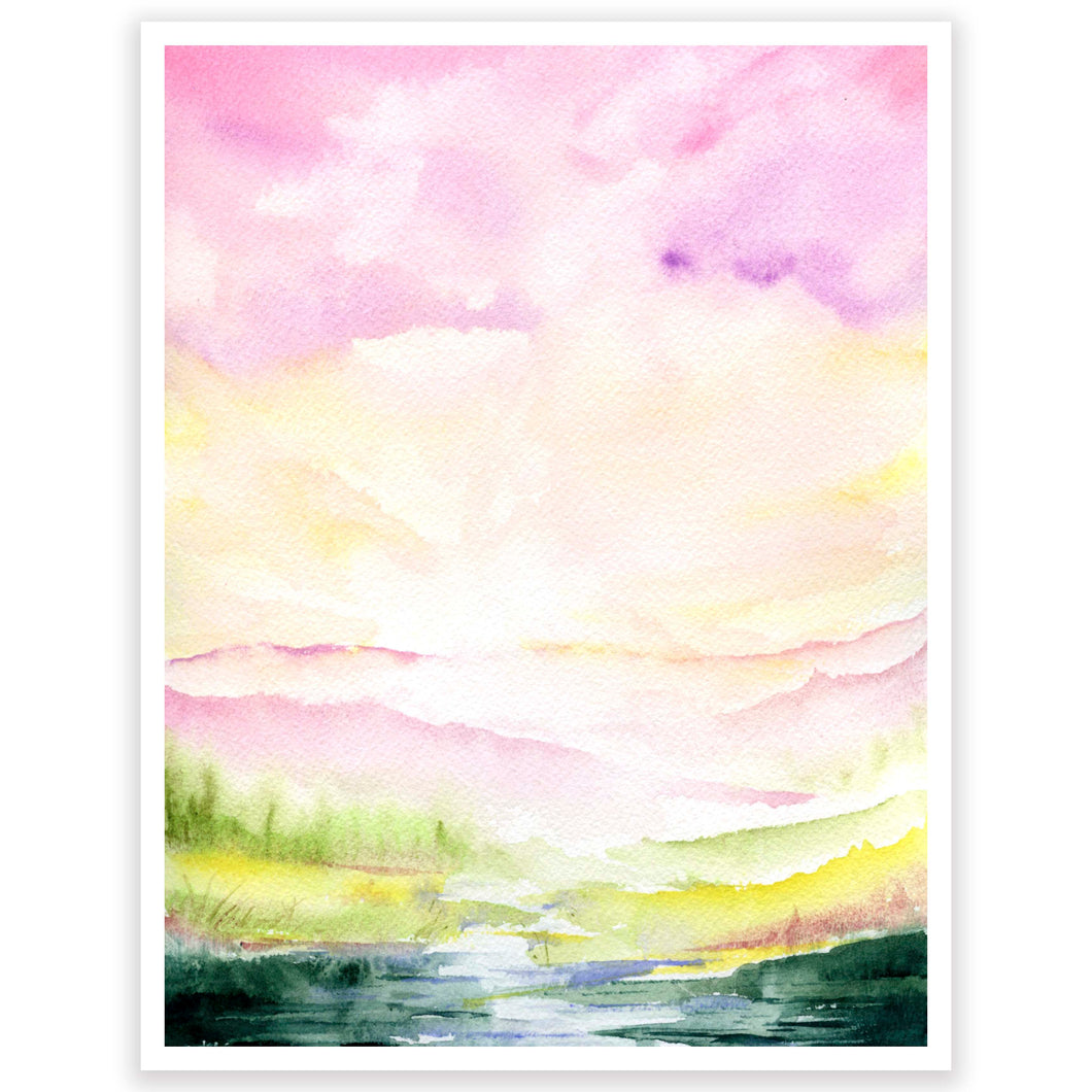 Pink Sky Mountains Art Print