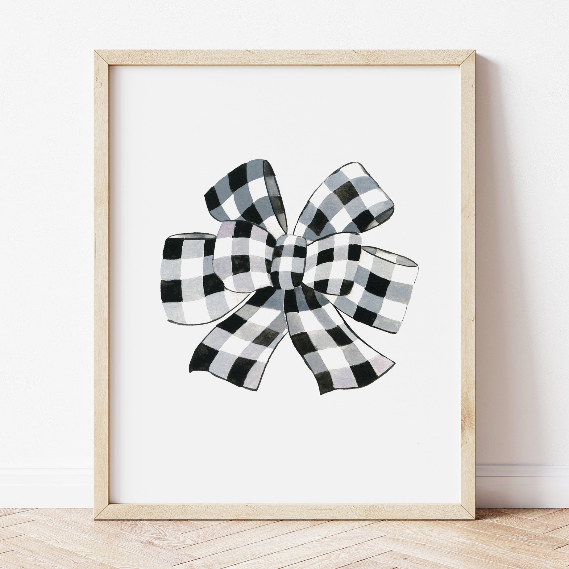 Painting of a Buffalo Check Plaid Bow