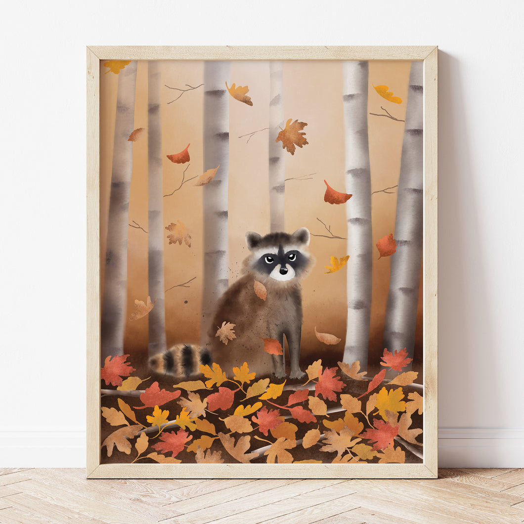 Raccoon in the Woods Art Print