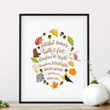 Load image into Gallery viewer, Fall Favorites Poem Art Print
