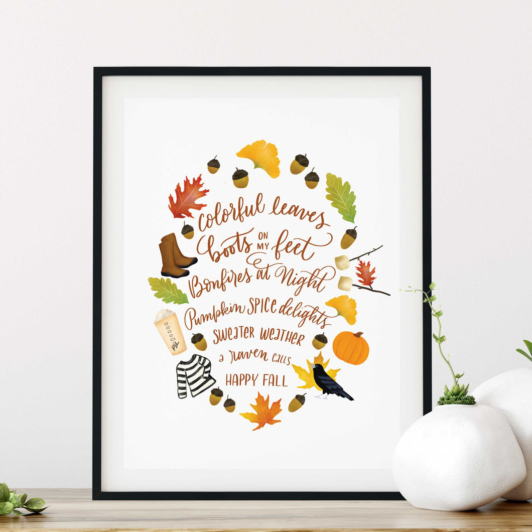 Fall Favorites Poem Art Print