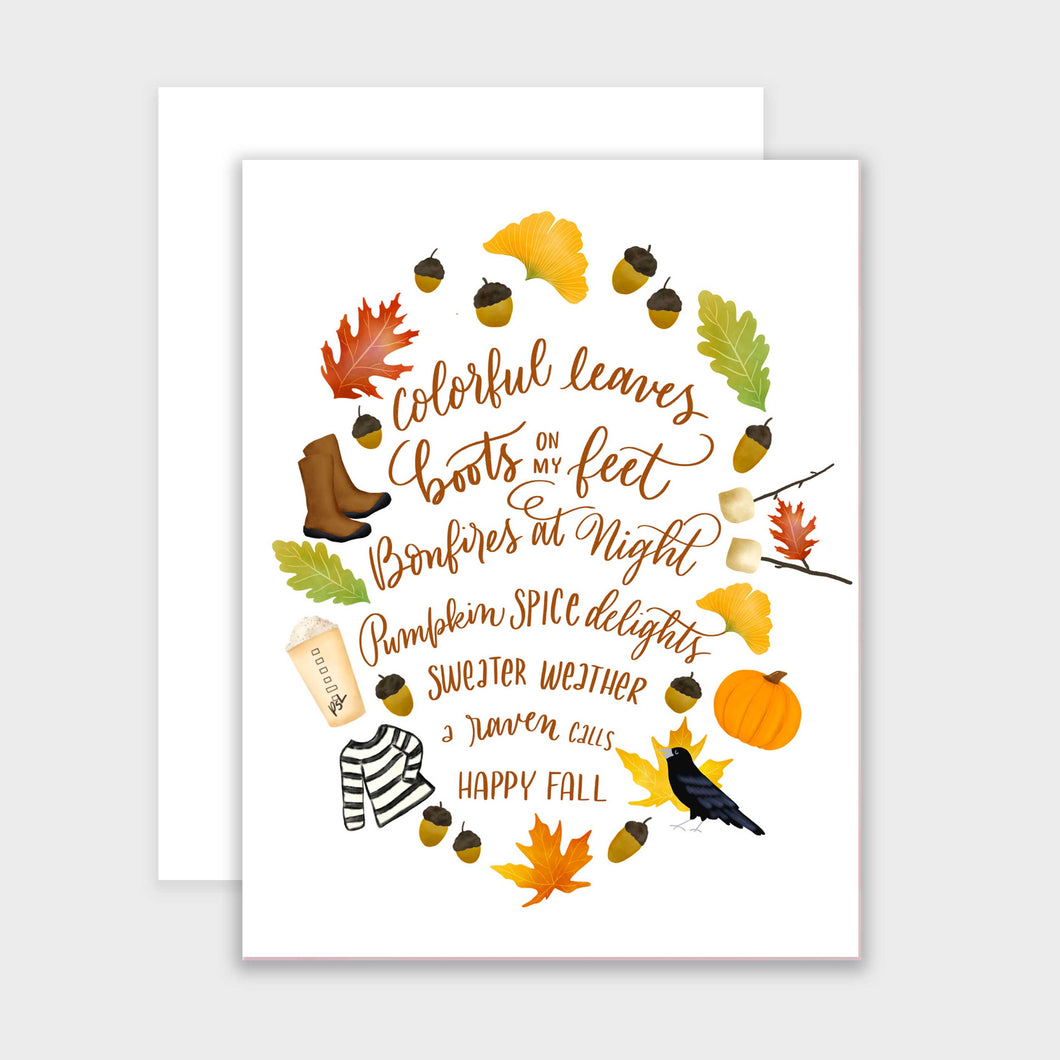 Fall Favorites Poem Card