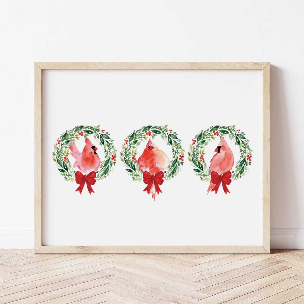 Cardinals at Christmas Art Print