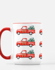 Red Truck Hauls a Christmas Tree Mug