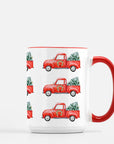 Red Truck Hauls a Christmas Tree Mug