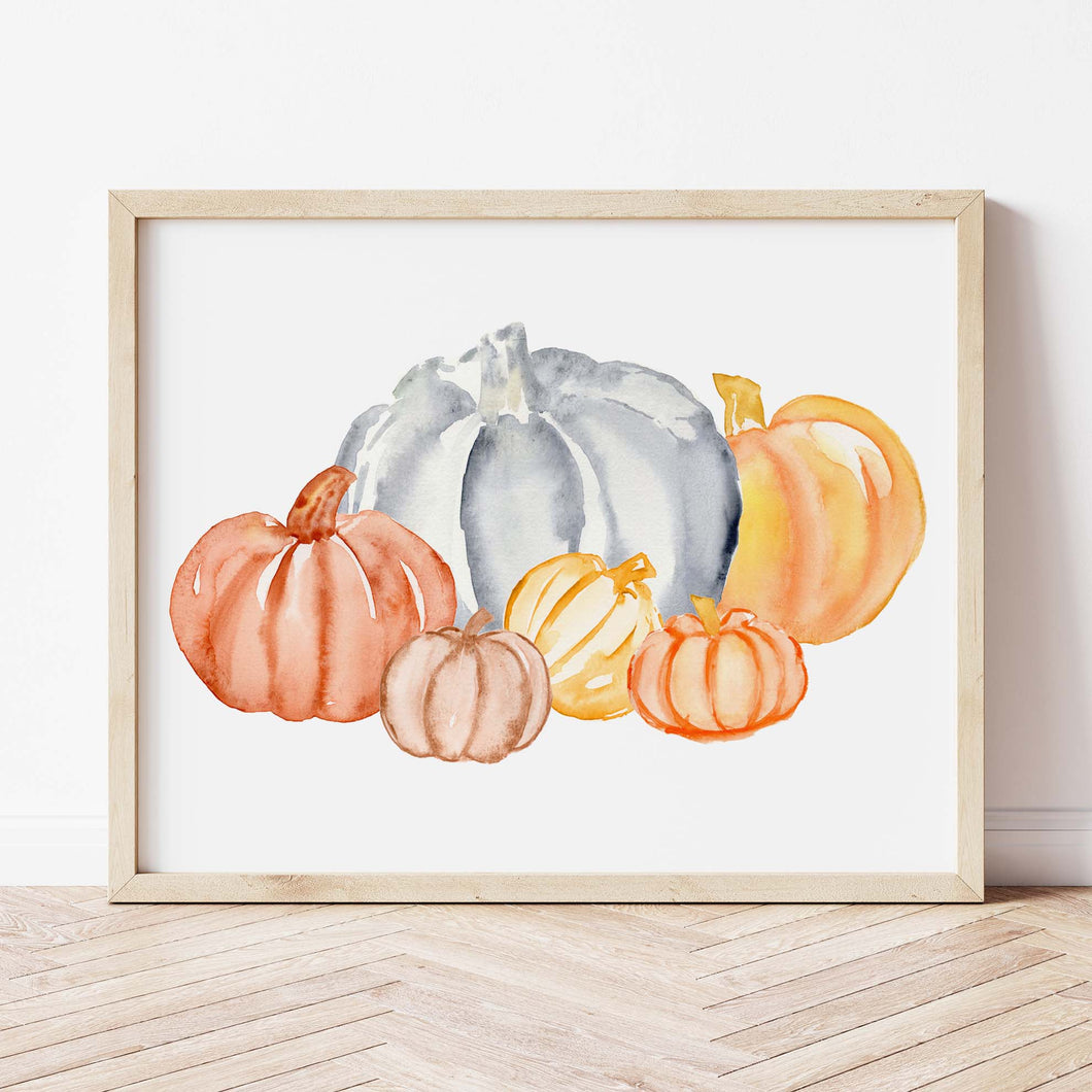 Watercolor Pumpkins Art Print