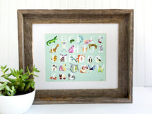 Load image into Gallery viewer, Watercolor Animal Alphabet Print in Mint
